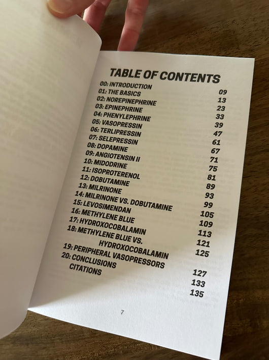 Open book showing the table of contents spread